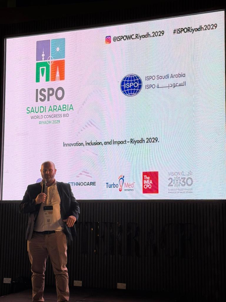 Hugh Sheridan speaking at the ISPO Saudi Arabia World Congress