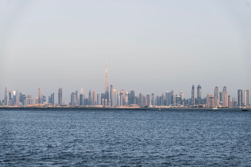 Dubai skyline across the water