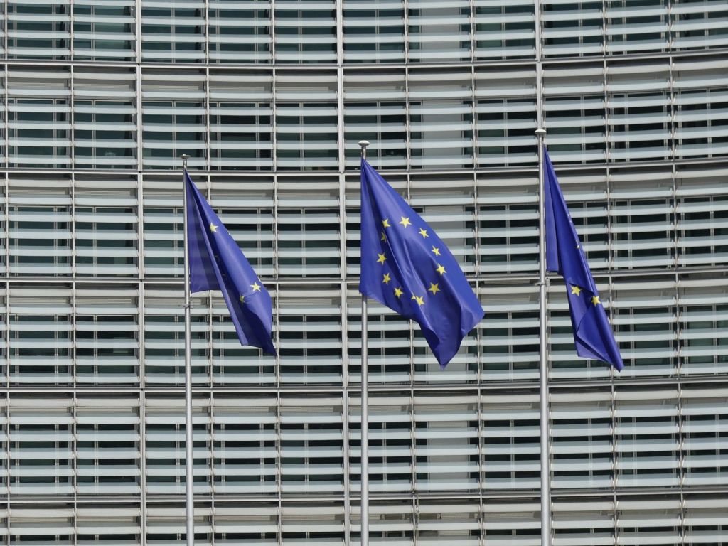 European Union flags at the Berlaymont building, Brussels